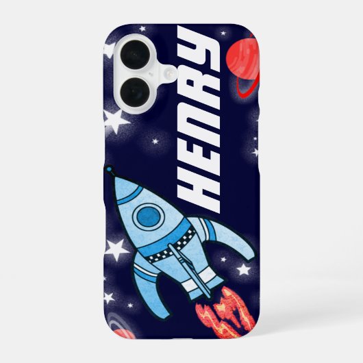 ロケット宇宙海軍パーソナライズ名iPhoneケース iPhone 16ケース (裏面)