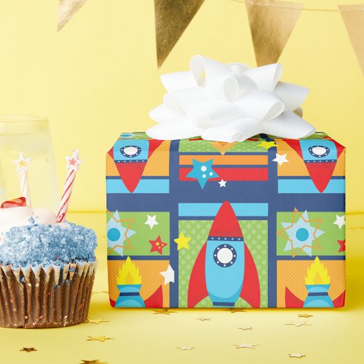 ロケット宇宙船の宇宙包み紙 ラッピングペーパー