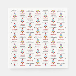 ロケット宇宙船の打ち上げ名前をカスタムする誕生日 スタンダードランチョンナプキン