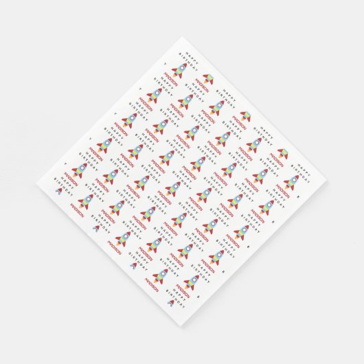 ロケット宇宙船の打ち上げ名前をカスタムする誕生日 スタンダードランチョンナプキン (角)