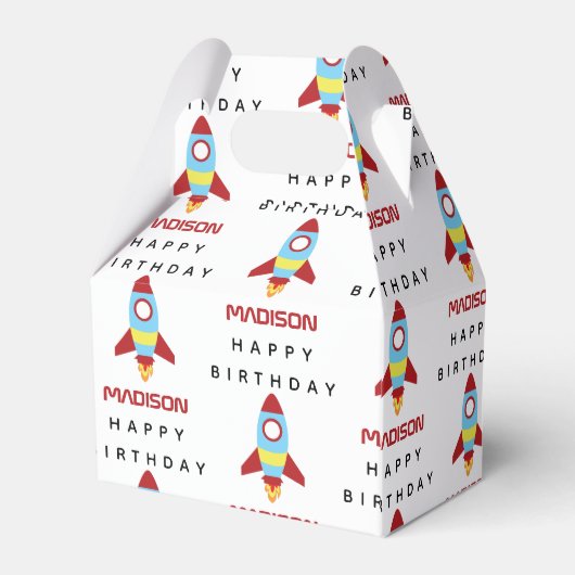 ロケット宇宙船の打ち上げ名前をカスタムする誕生日 フェイバーボックス (裏面サイド)