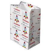 ロケット宇宙船の打ち上げ名前をカスタムする誕生日 ミディアムペーパーバッグ (裏面アングル)