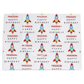 ロケット宇宙船の打ち上げ名前をカスタムする誕生日 ラージペーパーバッグ (正面)