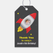 ロケット宇宙船の男の子の誕生日パーティーギフトタグ ギフトタグ (正面)