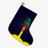 ロケット宇宙船宇宙飛行士 ラージクリスマスストッキング (正面 (吊り時))