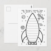 ロケット宇宙船 "宇宙に持っていきたい10のもの" ポストカード (正面/裏面)