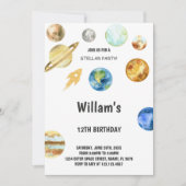 ロケット宇宙誕生日招待状 招待状 (正面)