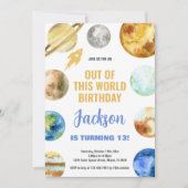 ロケット宇宙誕生日招待状 招待状 (正面)
