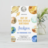 ロケット宇宙誕生日招待状 招待状 (スタンド正面)