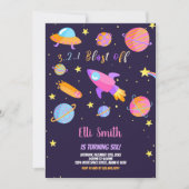 ロケット宇宙誕生日招待状 招待状 (正面)