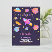 ロケット宇宙誕生日招待状 招待状 (スタンド正面)