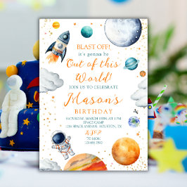 ロケット宇宙飛行士の打ち上げ宇宙誕生日 招待状