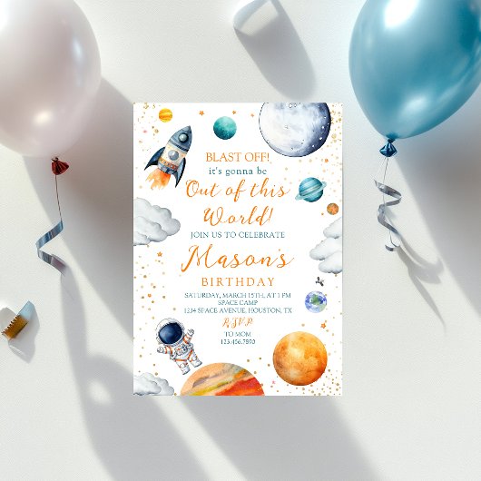 ロケット宇宙飛行士の打ち上げ宇宙誕生日 招待状