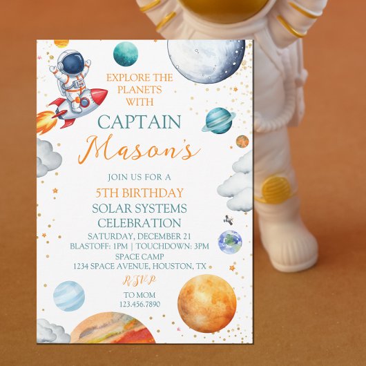 ロケット宇宙飛行士太陽のシステム冒険誕生日 招待状