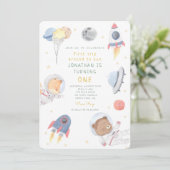 ロケット宇宙飛行士宇宙ベビー誕生日 招待状 (スタンド正面)