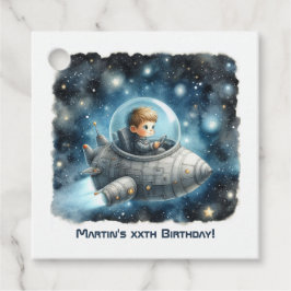 ロケット幼児スペーステーマの誕生日パーティー フェイバータグ