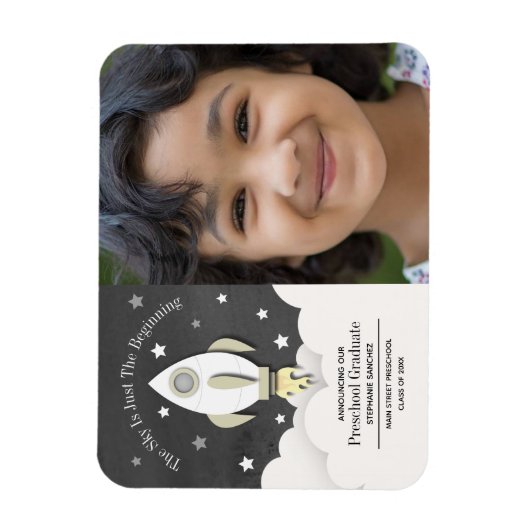 ロケット幼稚園卒業写真磁石 マグネット (縦)