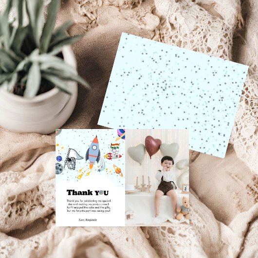 ロケット惑星銀河系と宇宙サンキューカード 案内状