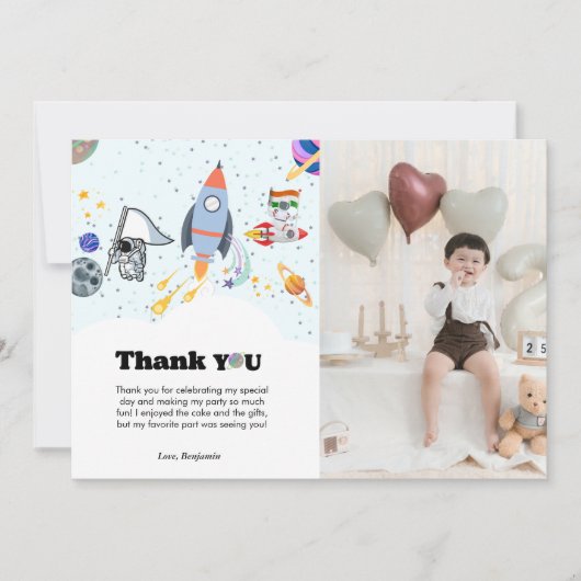 ロケット惑星銀河系と宇宙サンキューカード 案内状 (正面)