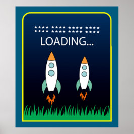 ロケット打ち上げおもしろいカラフルが満杯でSci-Fi ポスター