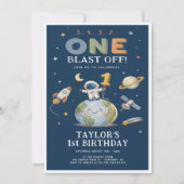 ロケット打ち上げカウントダウン1歳の誕生日 招待状 (正面)