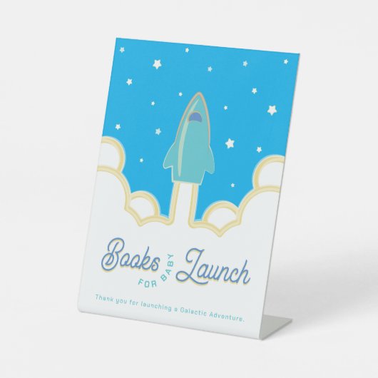 ロケット打ち上げブックベビーティール(緑がかった色)&スカイブルー 台座サイン (正面)