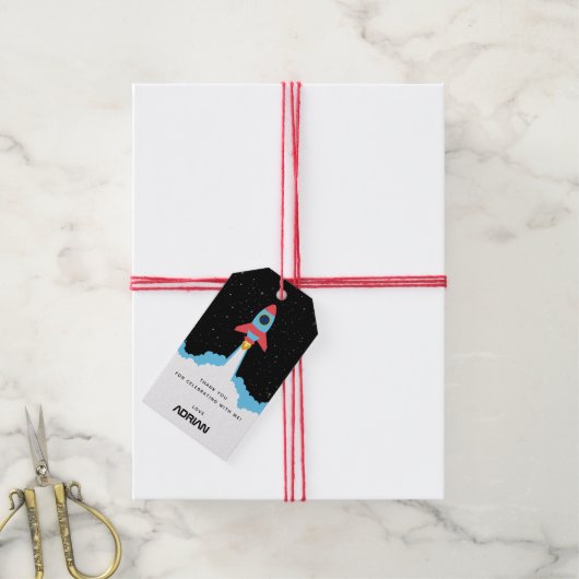 ロケット打ち上げ宇宙開発誕生日 ギフトタグ (より糸付き)