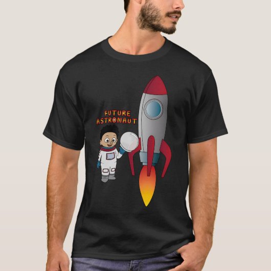 ロケット搭載の「未来の宇宙飛行士」(Afro) Tシャツ (正面)