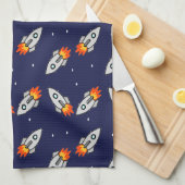 ロケット熱狂するロケット キッチンタオル (四つ折り)