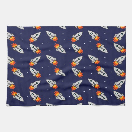 ロケット熱狂するロケット キッチンタオル (横)
