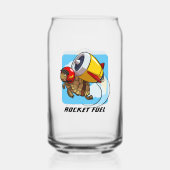 ロケット燃料おもしろいジェット飛んでいる亀の漫画 ガラス缶 (正面)