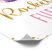 ロケット燃料ピンク金ゴールド宇宙誕生日 ポスター (角)