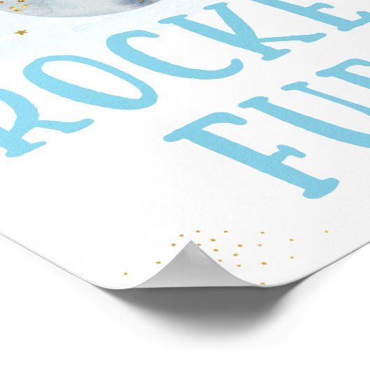 ロケット燃料銀河系ブルー金ゴールド宇宙誕生日 ポスター (角)