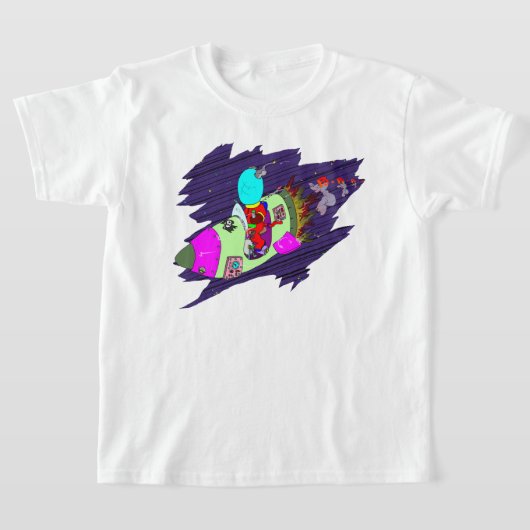 ロケット猫 Tシャツ (レイダウン)