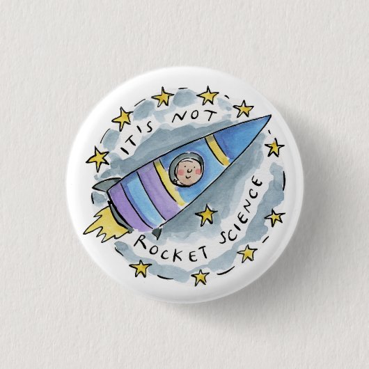 ロケット科学じゃない 缶バッジ (正面)