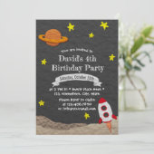 ロケット船が宇宙から爆破4歳の誕生日 招待状 (スタンド正面)