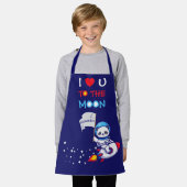 ロケット船のキッズに乗った可愛いパンダのクマ宇宙飛行士 エプロン (着用した状態)