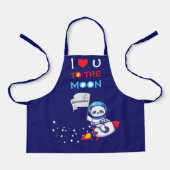 ロケット船のキッズに乗った可愛いパンダのクマ宇宙飛行士 エプロン (正面)
