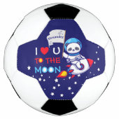 ロケット船のキッズに乗った可愛いパンダのクマ宇宙飛行士 サッカーボール (正面)
