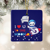 ロケット船のキッズに乗った可愛いパンダのクマ宇宙飛行士 セラミックオーナメント