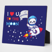 ロケット船のキッズに乗った可愛いパンダのクマ宇宙飛行士 フォトプラーク (側面)