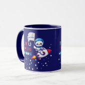 ロケット船のキッズに乗った可愛いパンダのクマ宇宙飛行士 マグカップ (正面左)