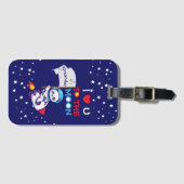 ロケット船のキッズに乗った可愛いパンダのクマ宇宙飛行士 ラゲッジタグ (正面横)