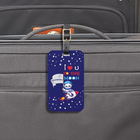 ロケット船のキッズに乗った可愛いパンダのクマ宇宙飛行士 ラゲッジタグ