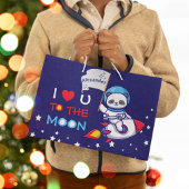 ロケット船のキッズに乗った可愛いパンダのクマ宇宙飛行士 ラージペーパーバッグ