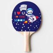 ロケット船のキッズに乗った可愛いパンダのクマ宇宙飛行士 卓球ラケット (正面)