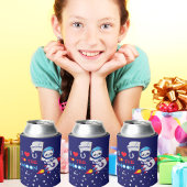 ロケット船のキッズに乗った可愛いパンダのクマ宇宙飛行士 缶クーラー