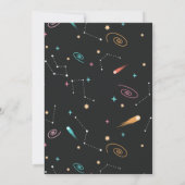 ロケット船の女の子の宇宙誕生日パーティー招待状 招待状 (裏面)