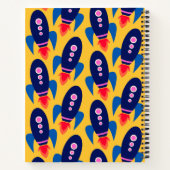 ロケット船の宇宙パタパーソナライズされたーン名ストーリー ノートブック (裏面)