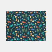 ロケット船の宇宙惑星の恐竜 フリースブランケット (正面(横))